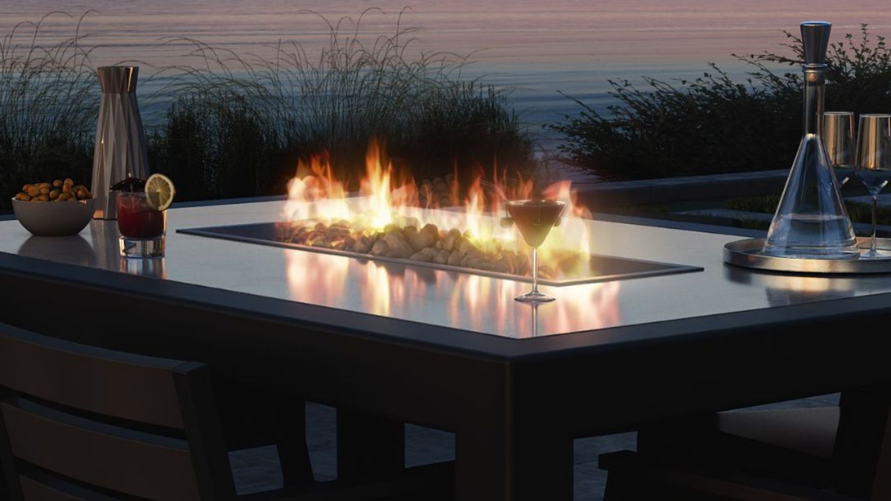 elevate an outdoor living space is by adding a fire table