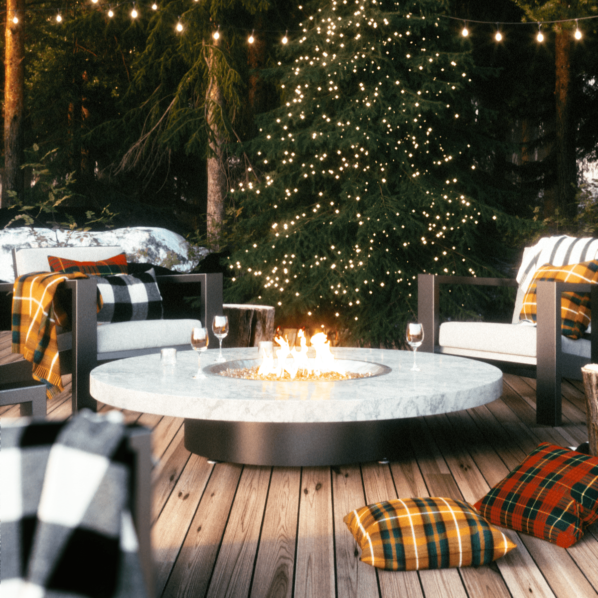 cozy fire pit table setting