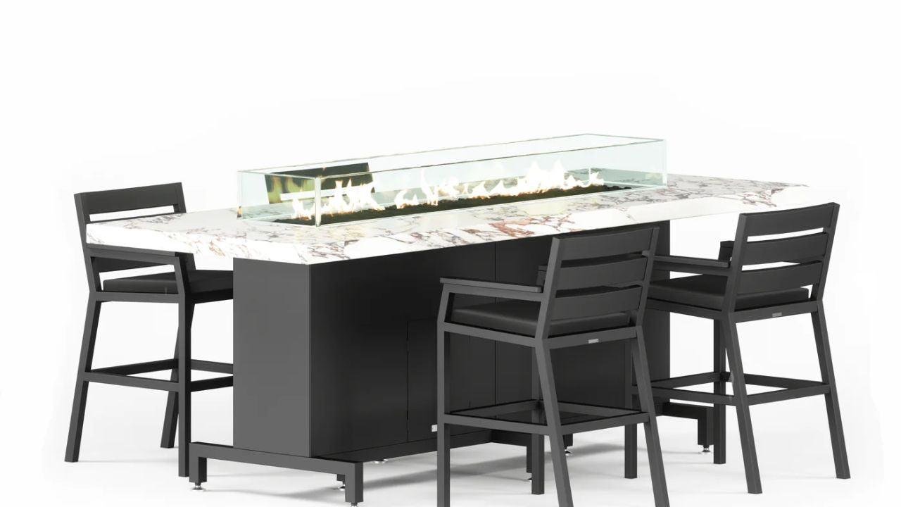 outdoor tables with fire pit