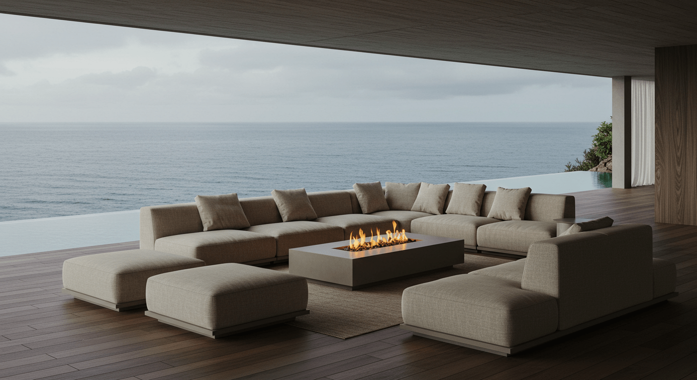 Sleek, low-profile fire tables and modern patio pieces. The Famosa Collection redefines outdoor luxury with minimalist elegance.