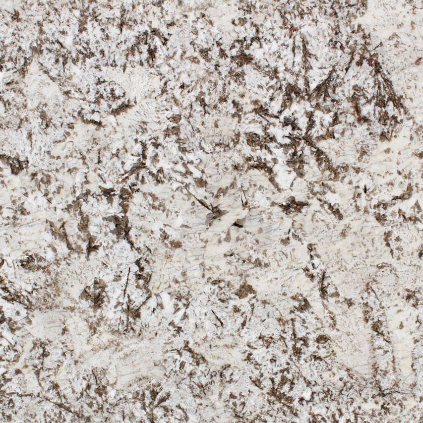 Granite swatch with ivory, taupe, and brown veining—ideal for durable, heat-resistant outdoor tabletops and luxury stone finishes.